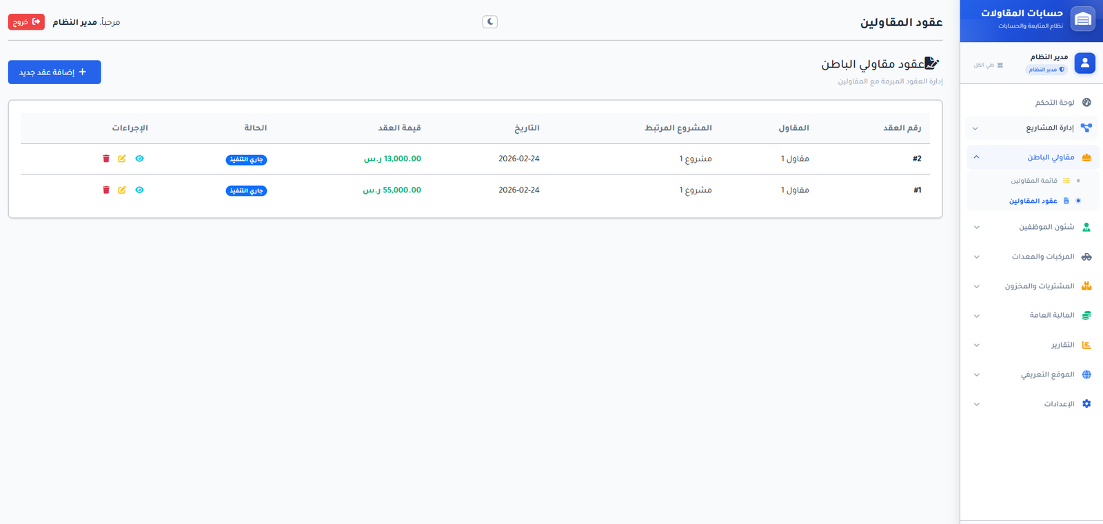 إدارة عقود مقاولي الباطن